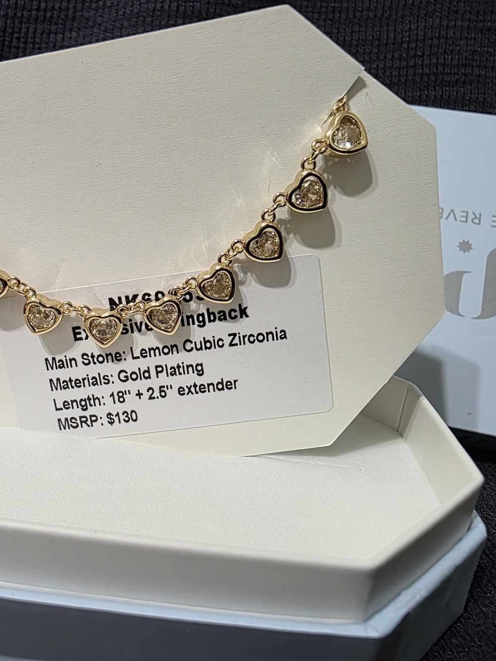 Gold Plated Mini Heart Tennis Necklace with Lemon Cubic Zirconia